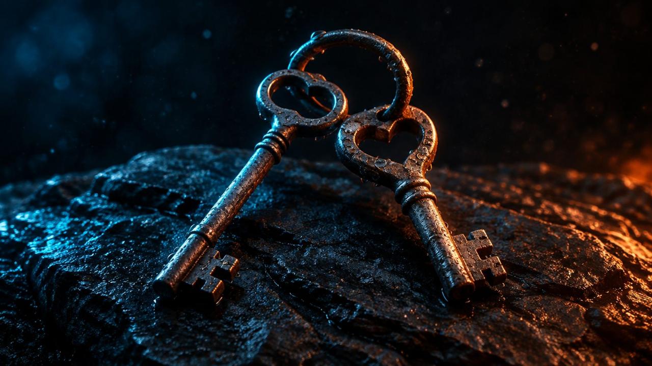 AI illustration: two different keys on one ring, like a peptide blend of two peptides that each fit their own lock